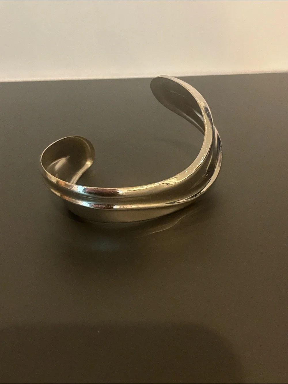 Vintage Napier Modernist Silver Tone Wave Cuff Bracelet Sculptural 70’s/80’s